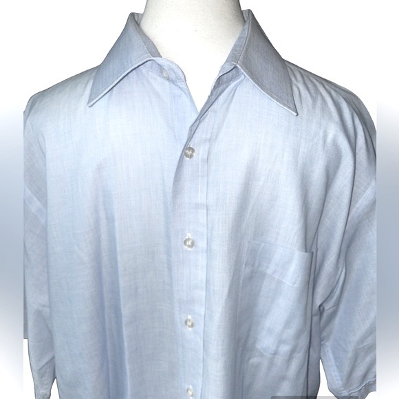 Lanvin Paris Short Sleeve Blue Button Down Shirt - Picture 3 of 9